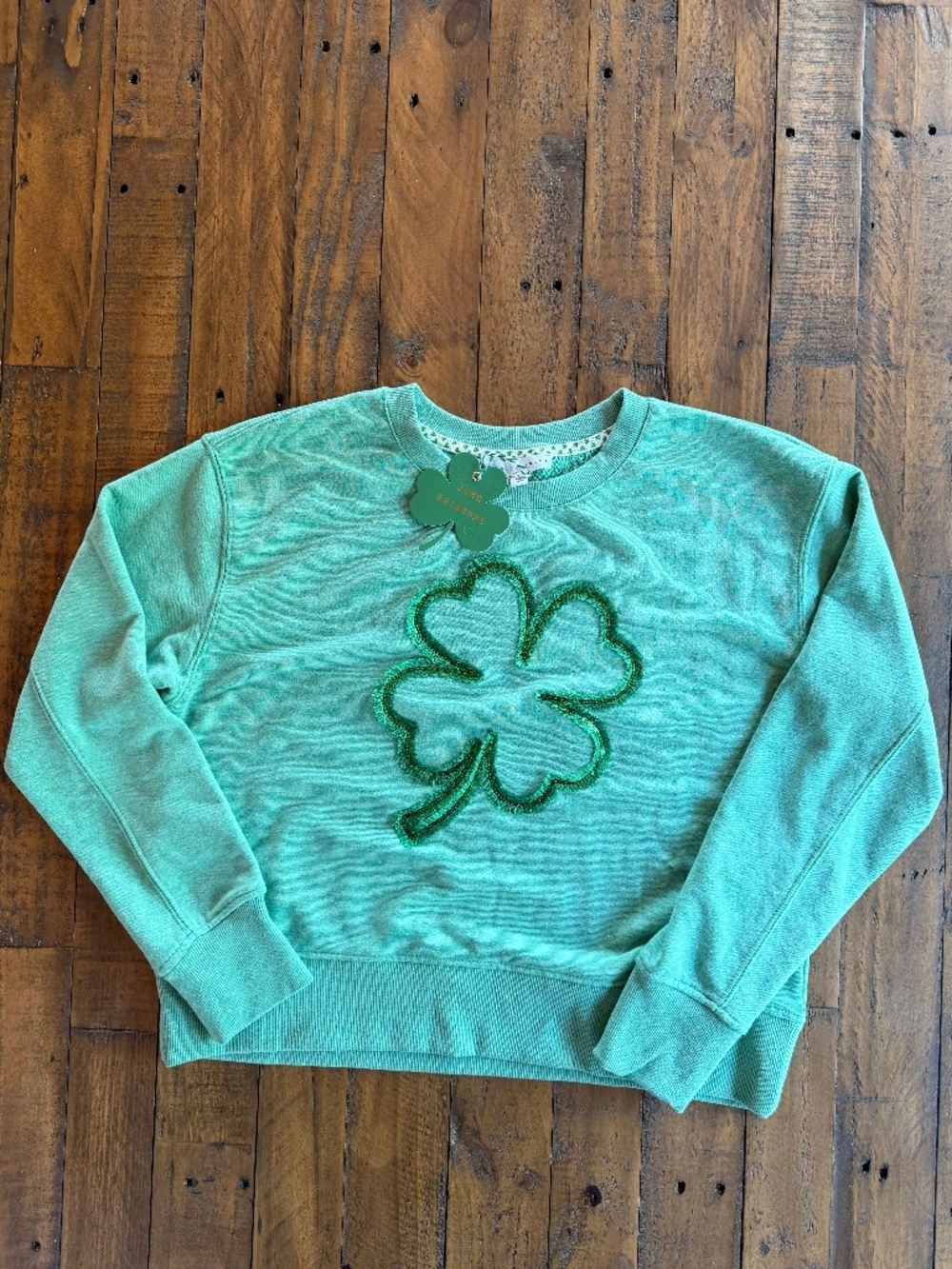 Jane Delancey Green Shamrock Sweatshirt St Patricks Day Irish Small